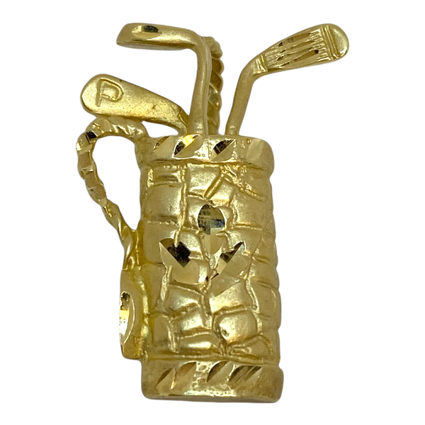 Vintage Estate 14k Yellow Gold Articulated Golf Club Bag Charm Pendant