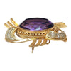 Retro 14K Tri-Color Gold Amethyst & Diamond Pendant Brooch