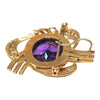 Retro 14K Tri-Color Gold Amethyst & Diamond Pendant Brooch