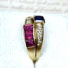 Vintage 14K Gold Ruby Sapphire and Diamond Ring