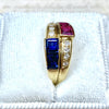 Vintage 14K Gold Ruby Sapphire and Diamond Ring