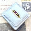 Vintage 18K Ruby & Diamond Three Stone Band Ring