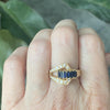 Vintage DANKNER 14K Sapphire & Diamond Buckle Ring