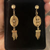 Victorian 14K Gold Seed Pearl and Black Enamel Tassel Earrings