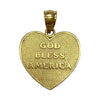 Vintage 14K Gold Enamel Double Sided GOD BLESS AMERICA Heart Pendant