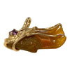 Vintage 14K Gold Carved Agate Fish Pendant