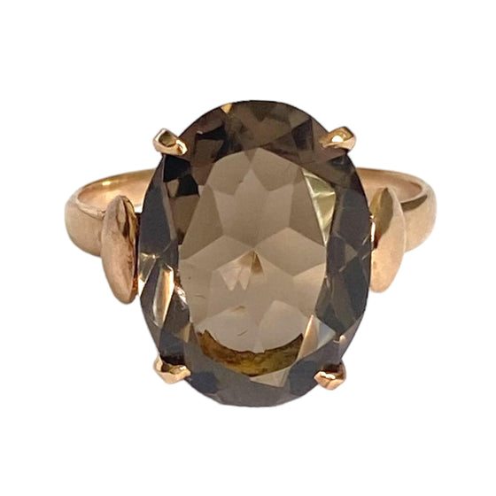 Vintage 14K Smoky Quartz Solitaire Ring