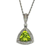 Peridot & Diamond White Gold Pendant with Chain