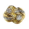 Vintage 18K Foliate Design Crossover Diamond Ring