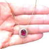 Vintage 14K Rubellite Tourmaline and Diamond Necklace