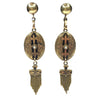 Victorian 14K Gold Seed Pearl and Black Enamel Tassel Earrings