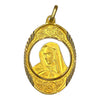 Vintage 18K Virgin Mary Oval Picture Pendant