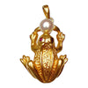 Vintage 14K Ruby & Pearl Frog Pendant