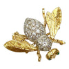 Vintage 14K Gold Diamond and Emerald Bee Pin