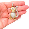 Large 14K Gold and Diamond Monkey Pendant