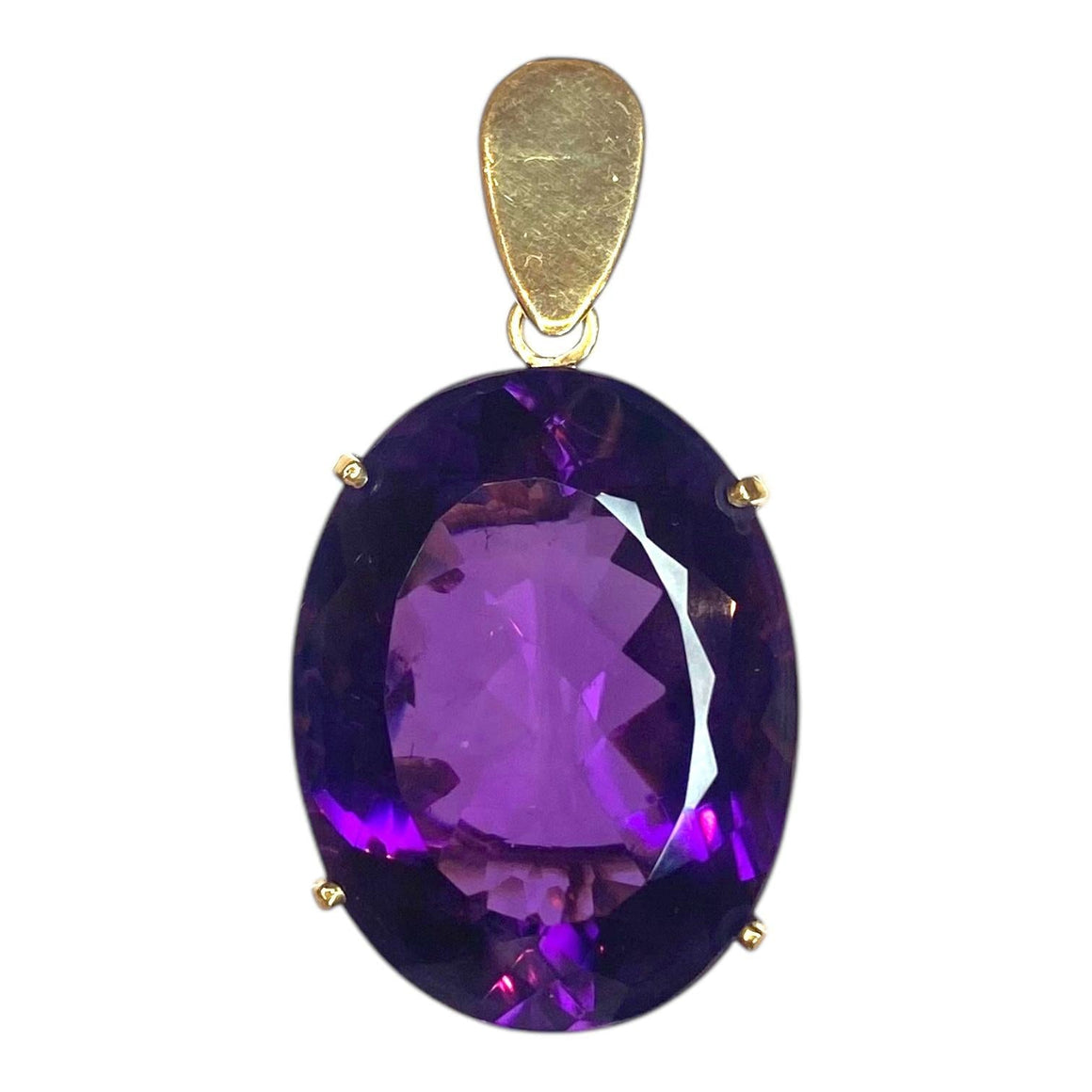 Vintage 18K Gold Large Amethyst Pendant