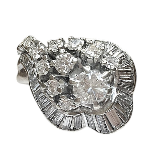 Vintage 14K White Gold Diamond Ballerina Ring