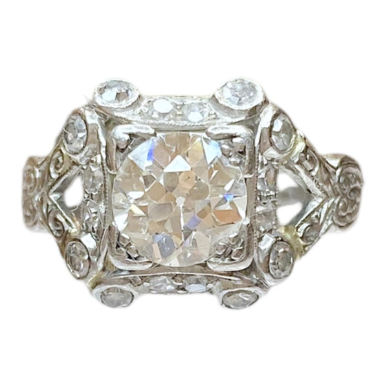 Art Deco Platinum Diamond Engagement Ring