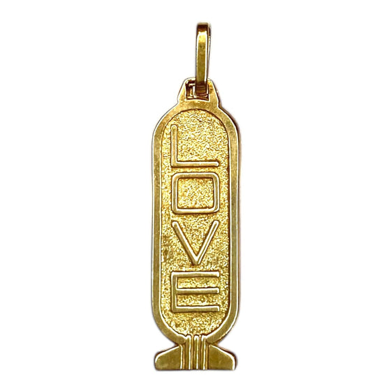 14K Gold Egyptian Hieroglyphic Cartouche LOVE Pendant