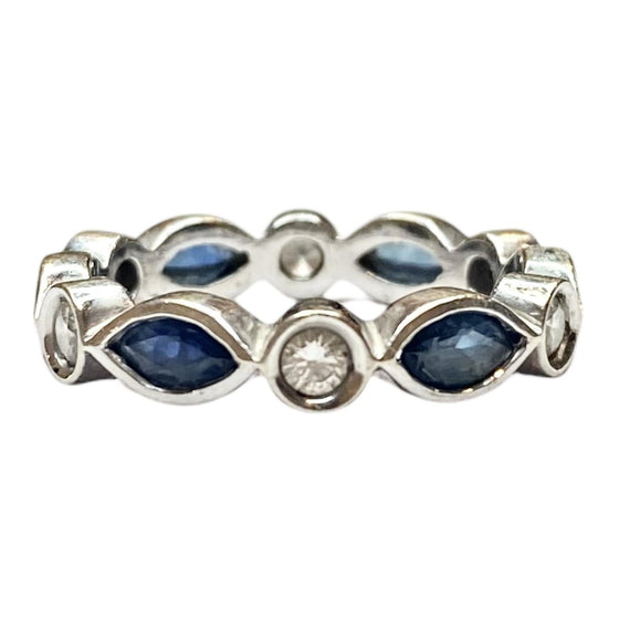 14K White Gold Sapphire & Diamond Eternity Band