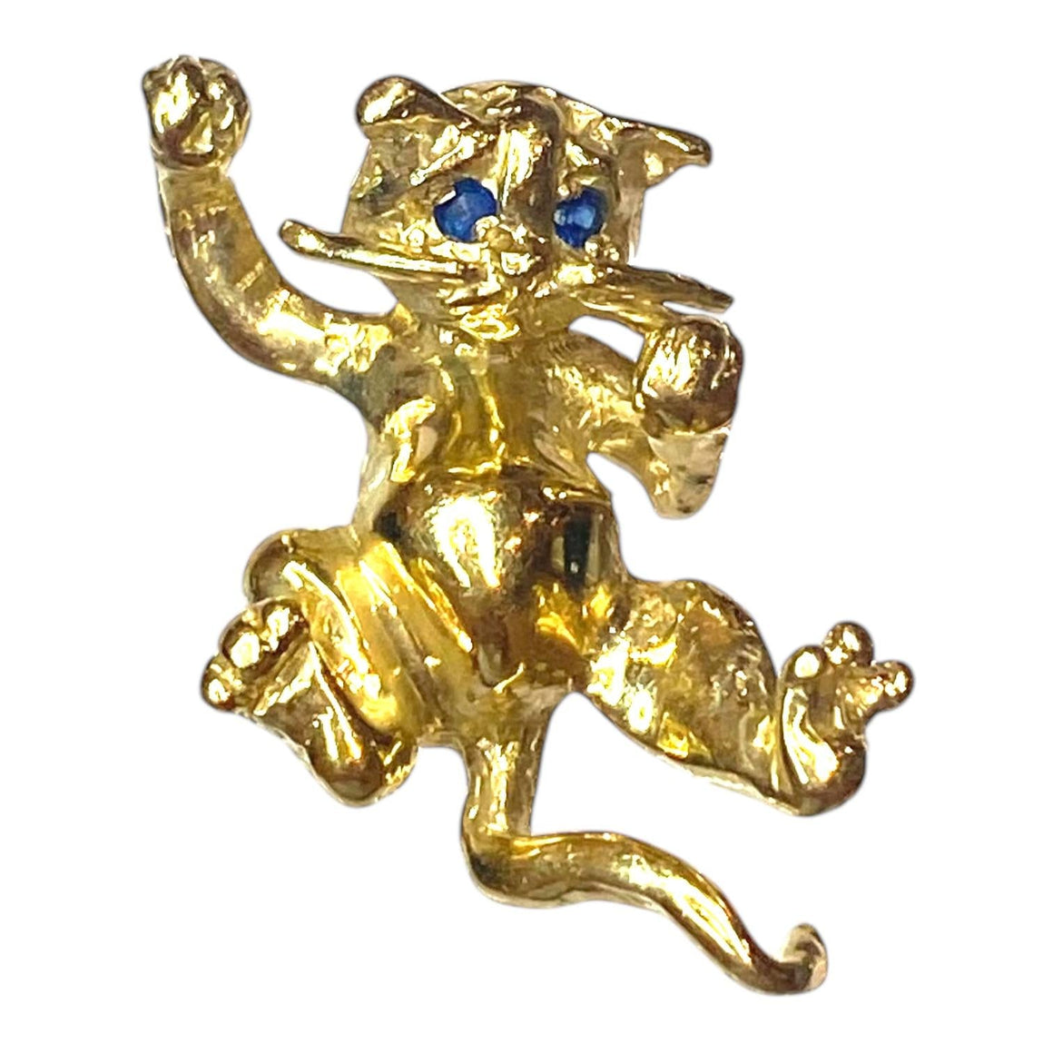 Vintage 14K Gold Playful Kitten Pendant