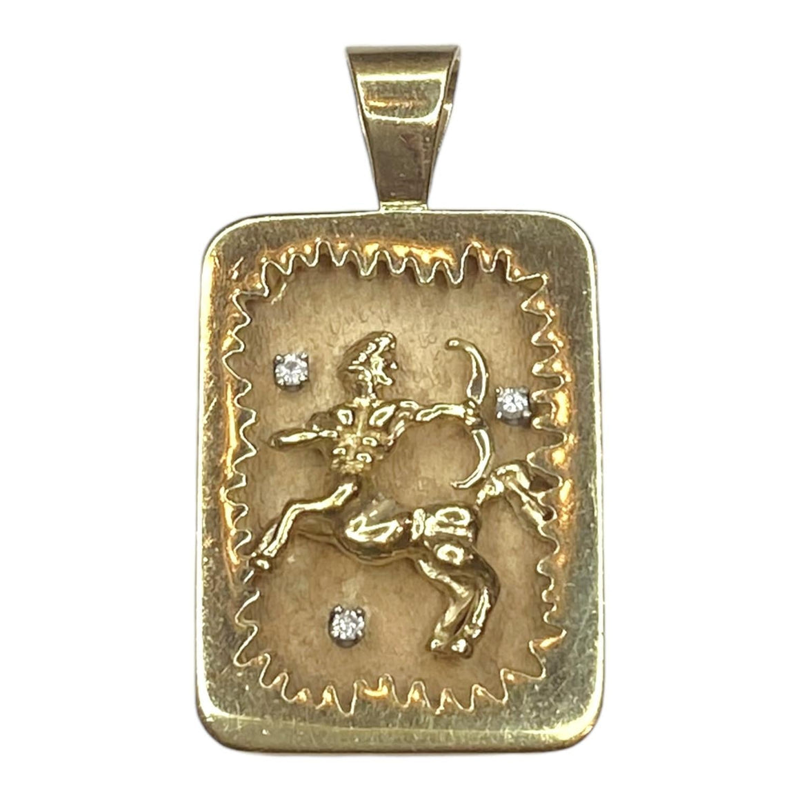 Vintage 14K Gold Zodiac Sagittarius Shadow Box Style Pendant