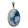 14K Gold Mother and Child Blue Agate Cameo Pendant