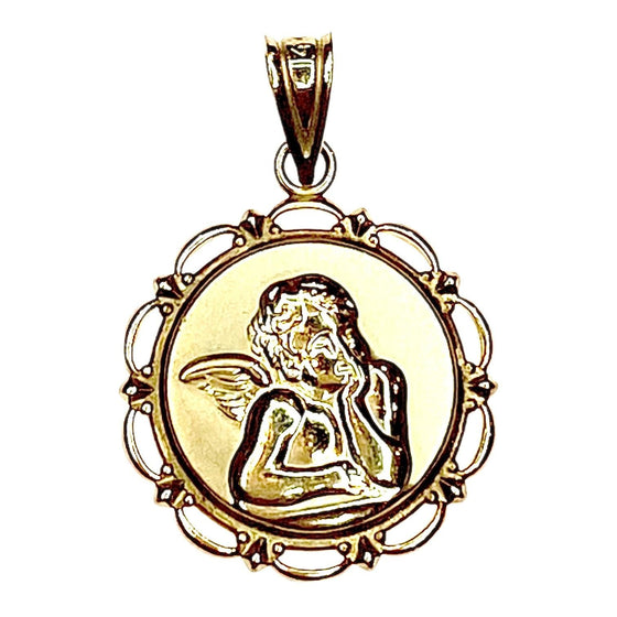 14K Yellow Gold Guardian Angel Pendant