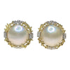 Vintage 18K Cultured Mabe Pearl & Diamond Earrings