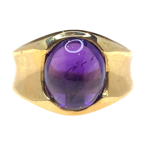 Vintage 14K Gold Amethyst Cabochon Ring