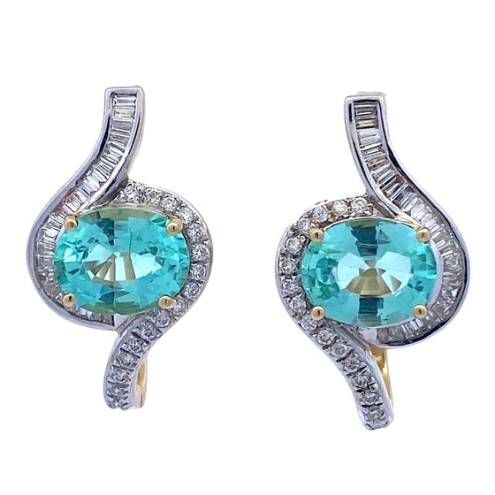 GIA Certified Paraiba Tourmaline & Diamond 18K Earrings