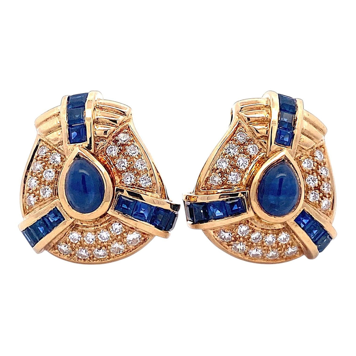 Vintage 18K Sapphire & Diamond Earrings