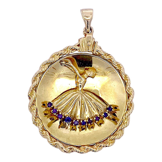 Vintage 14K Gold Large Ballerina Pendant