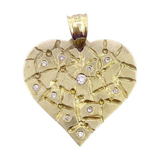 Vintage 14K Gold Diamond Heart Pendant