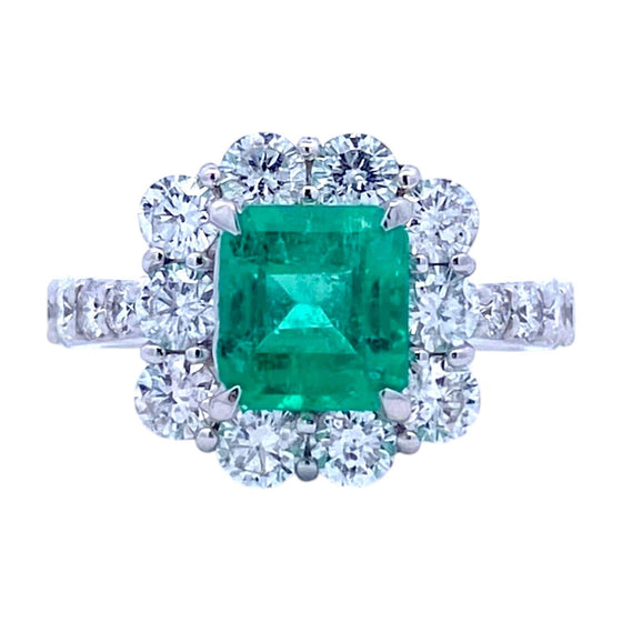 Platinum Certified Columbian Emerald & Diamond Ring