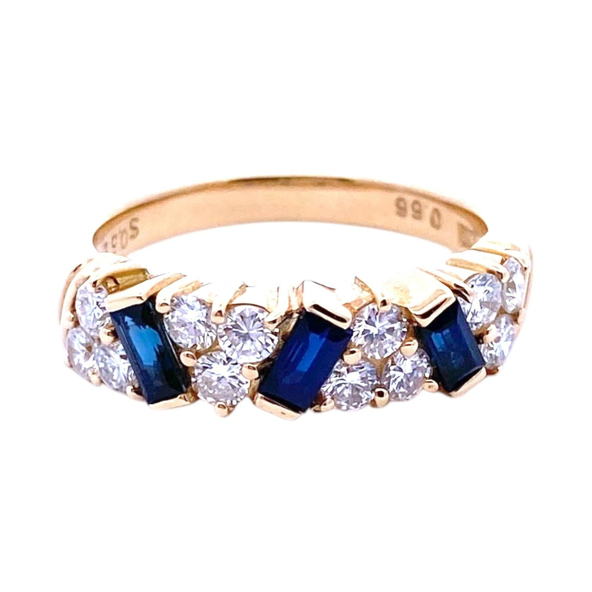 Vintage 18K Gold Sapphire and Diamond Band Ring