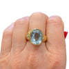 Vintage 18K Gold Aquamarine and Diamond Ring