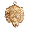 Vintage 14K Ruby & Diamond Lion Head Charm Pendant