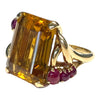 Large Retro 14K Citrine & Ruby Ring