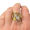 Vintage 18K Yellow Gold Emerald and Diamond Bee Ring