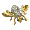 Vintage 14K Gold Diamond and Emerald Bee Pin