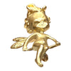 Vintage 14K Gold Cherub Brooch with Diamond Eyes