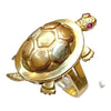 Large 14K Articulating Turtle Ring with Ruby Eyes