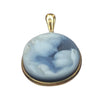 14K Gold Mother and Child Blue Agate Cameo Pendant