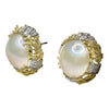 Vintage 18K Cultured Mabe Pearl & Diamond Earrings