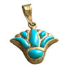 Vintage Egyptian 18K Turquoise Lotus Flower Pendant