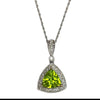 Peridot & Diamond White Gold Pendant with Chain