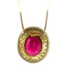 Vintage 14K Rubellite Tourmaline and Diamond Necklace