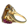 Large Retro 14K Citrine & Ruby Ring