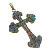 Vintage 14K Gold Inlay Opal Cross Pendant